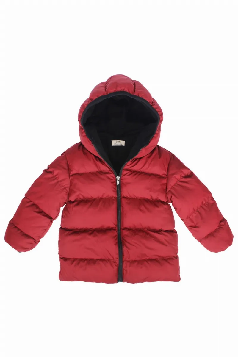 Bordo Kapşonlu Şişme Mont