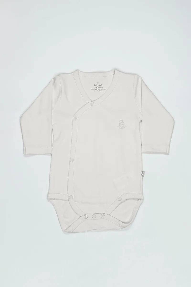 Bistyle Organik Natural Basic Style Kruvaze Uzun Kol Body BS17102 Ekru