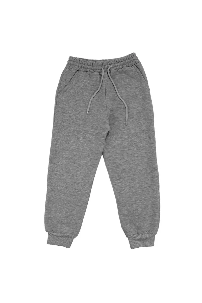 Unisex Gri Polarlı Cepli Üç İp Eşofman Tek Alt