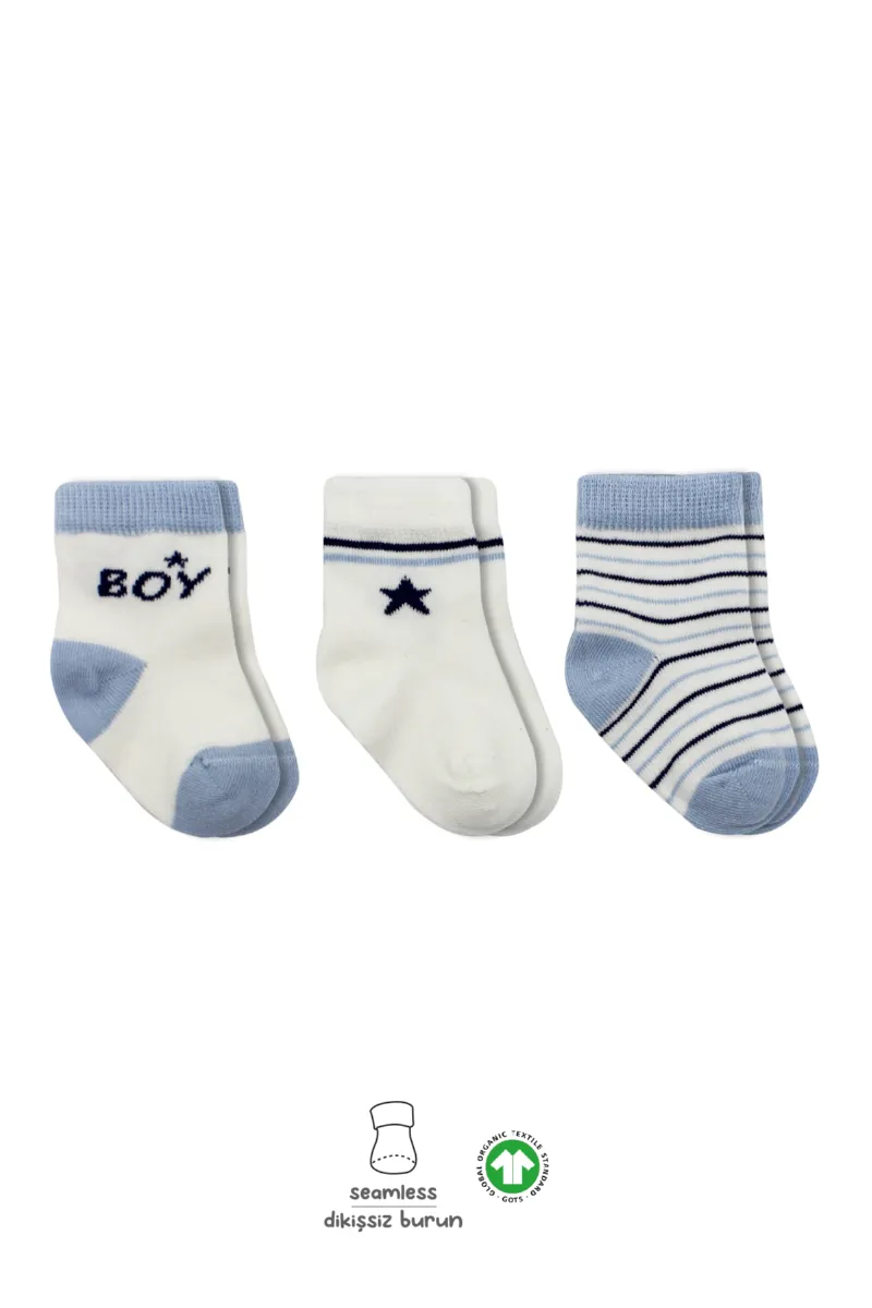 Bistyle 3'Lü Penye Boy And Girl Soket Çorap 10114 Mavi