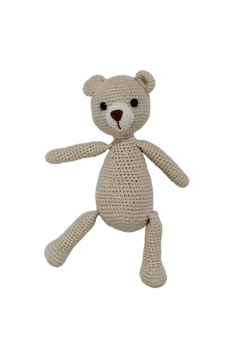 Amigurumi Sevimli Taş Renk Ayıcık Organik Oyuncak