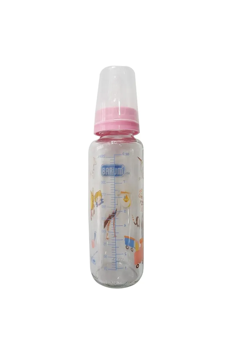 Barum Cam Leylekli Teren Desenli Bebek Biberon Pembe 250 ml