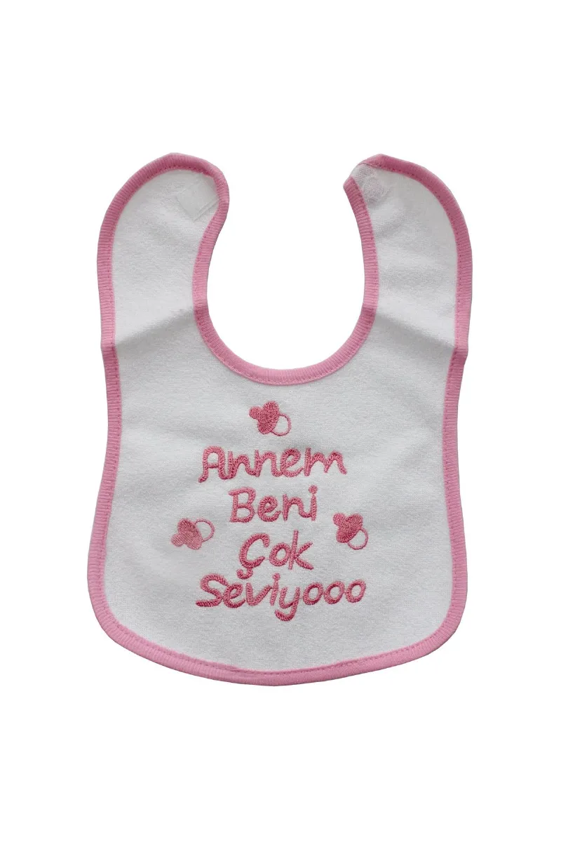 Annem Beni Çok Seviyoo Yazılı Pembe Su Geçirmez Önlük