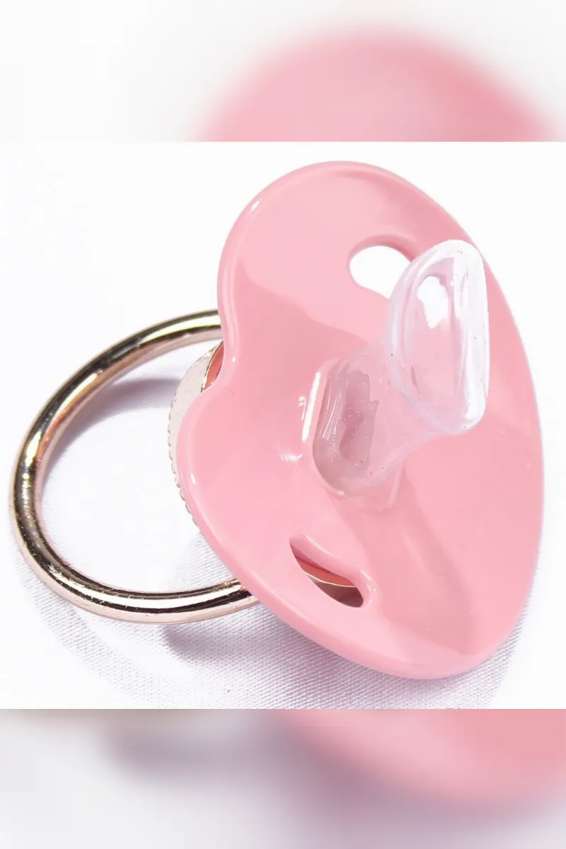 Pembe Gold Kanatlı Taşlı Zincirli Emzik