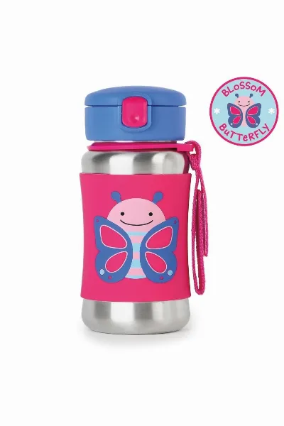 Skip Hop Zoo Pipetli Paslanmaz Çelik Suluk 350 ml Kelebek