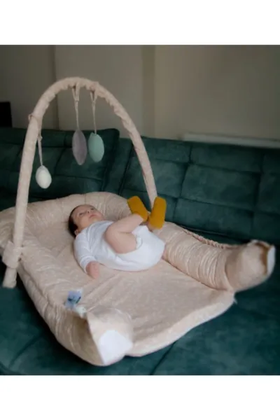 BabyJem Oyuncaklı Anne Baba Yanı Yatağı 489 Somon
