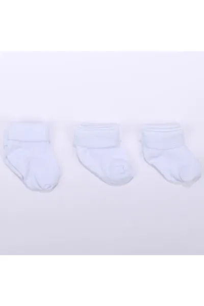 Unisex Beyaz 3'lü Bebek Çorap 0-6 AY