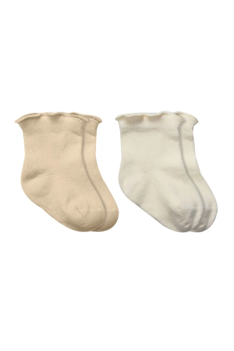 Bistyle 2li̇ Penye Soket Çorap Aksesuarlı Cute Ruffle 10153 Bej
