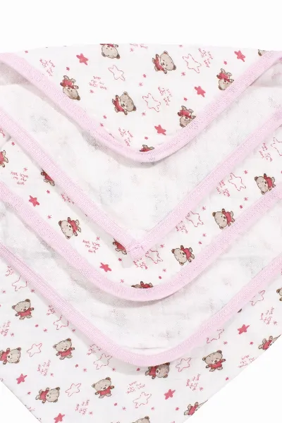Ayıcık Desenli Penye Tek Kat Krem Pembe Bebek Battaniyesi