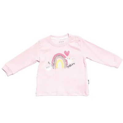 Kız Bebek Pudra Güneş Gökkuşağı Baskılı 2'li Body Set