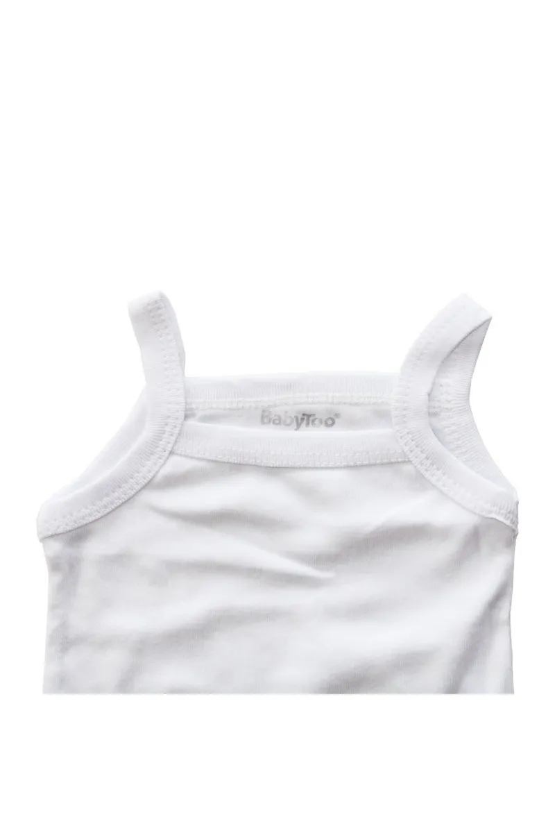 Unisex Beyaz İp Askılı Çıtçıtlı Badi Zıbın