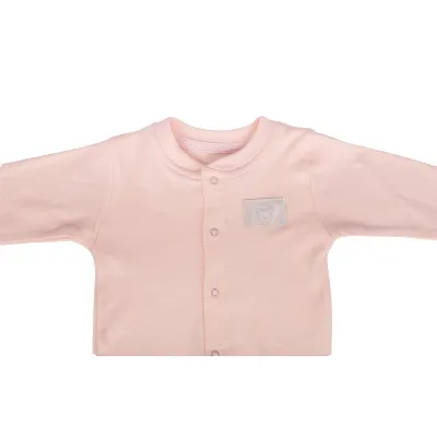 Kız Bebek Somon Sade Çıtçıtlı Kendinden Çoraplı Tulum