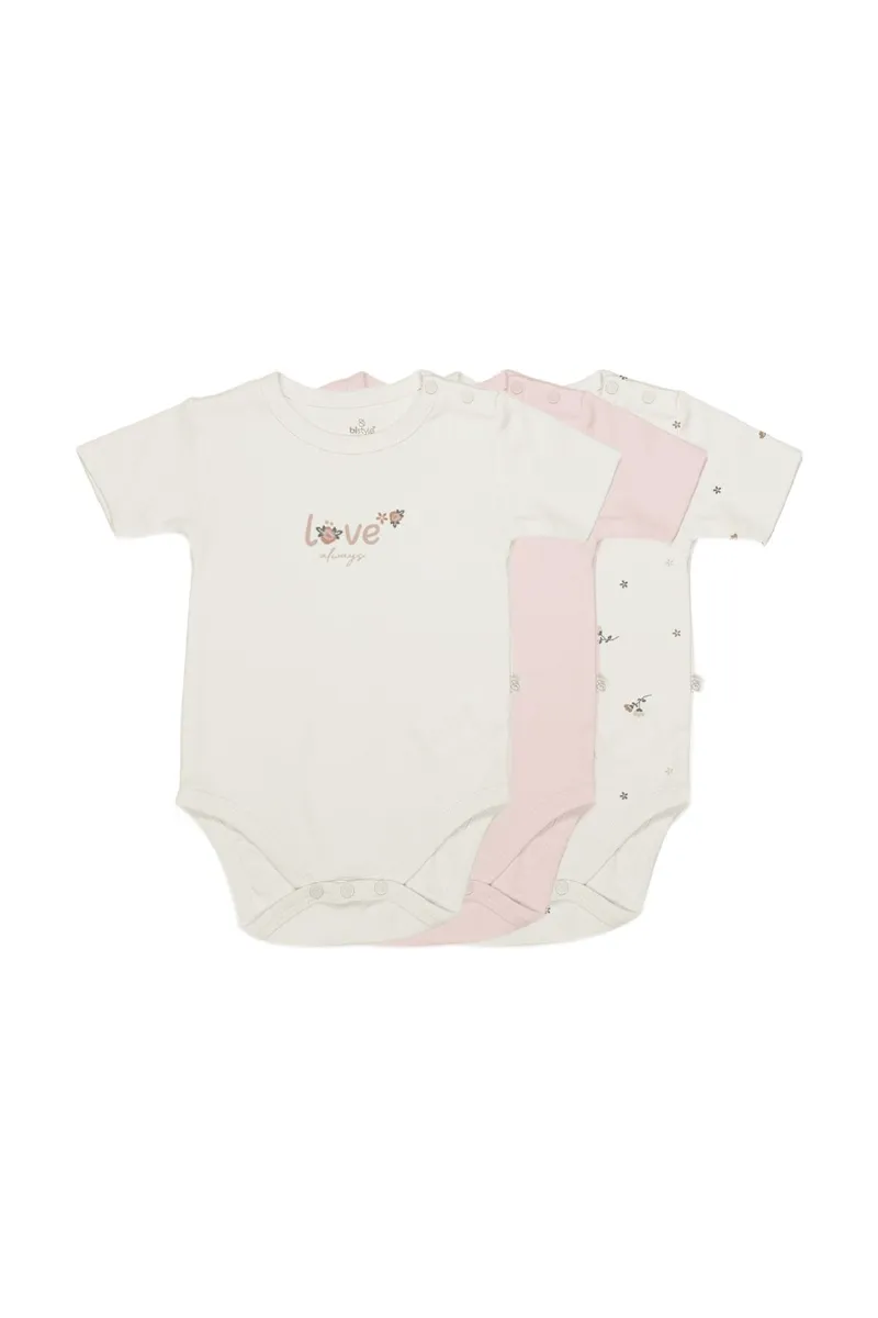 Bistyle 3lü Body Yarım Kol Love Grows Kutulu 17173 Ekru