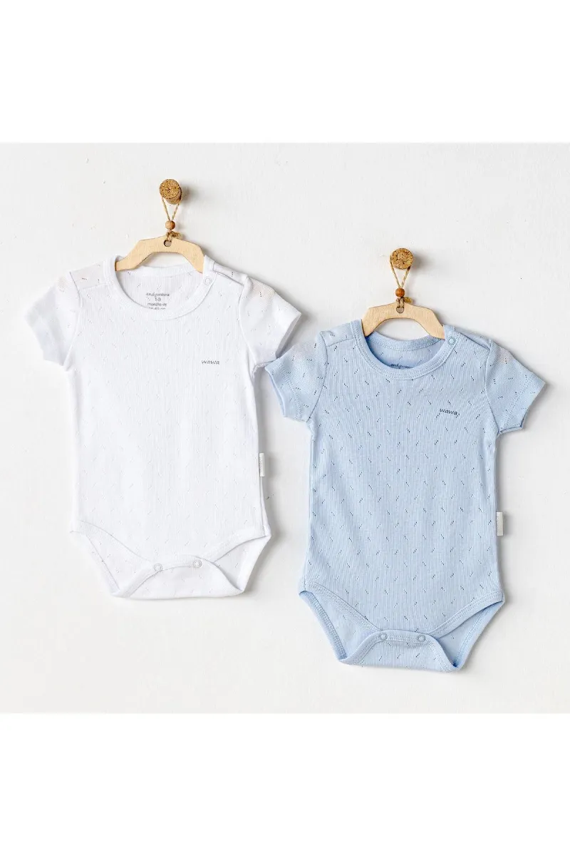 Andywawa AC25554 Sleeve Jacquard 2'Li Basic Body Blue White