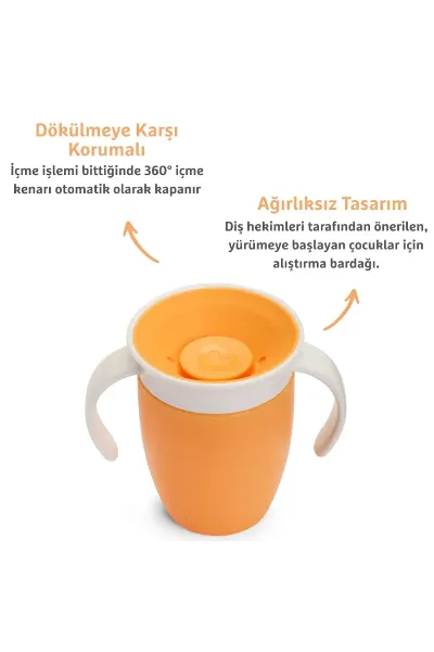 Munchkin Mucize 360° Alıştırma Bardağı 6 Ay+ 207 ml Turuncu