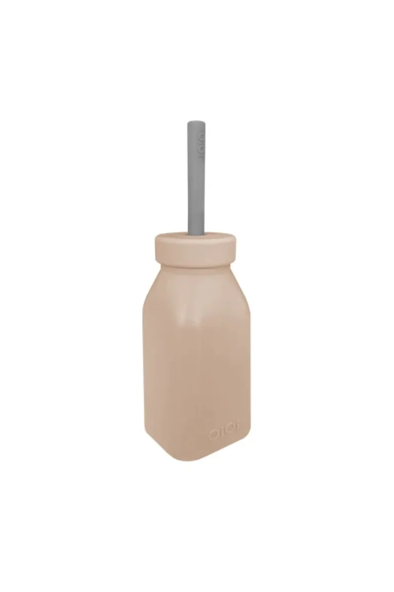 OiOi Şişe + Pipet 200 ml Bubble Beige / Powder Grey