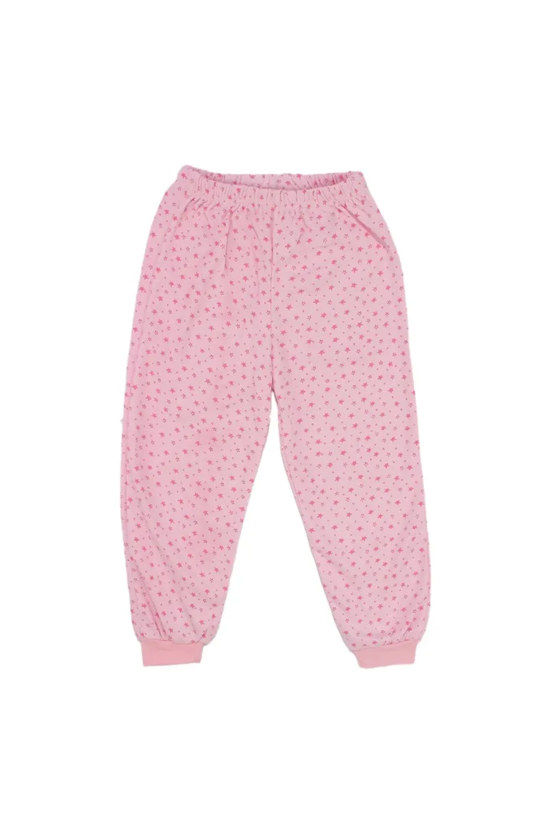 Kız Çocuk Pembe Yıldız Baskılı Çıtçıtlı Pijama Takımı