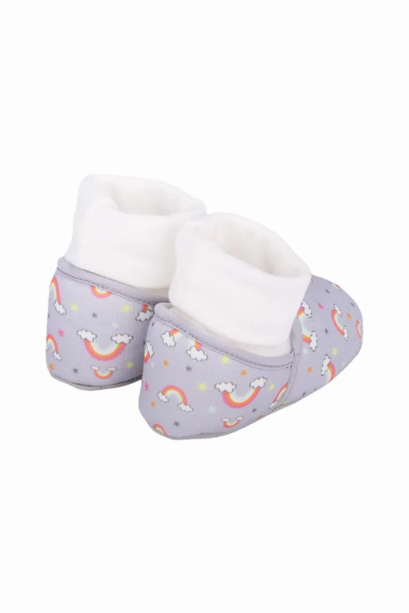 Unisex Gri Gökkuşağı Desenli Panduf
