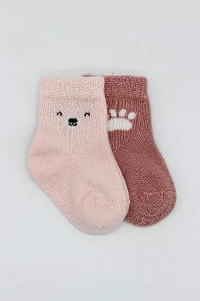 Bistyle 2li Bear Penye Soket Çorap 10116 Pembe