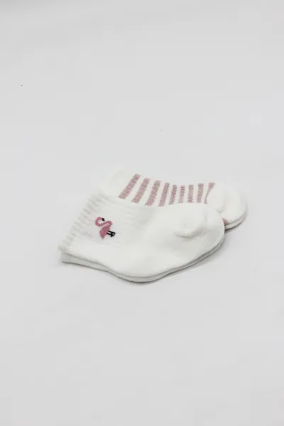 Bistyle Little Girl Penye Soket Çorap 2li 10139 Ekru Lila
