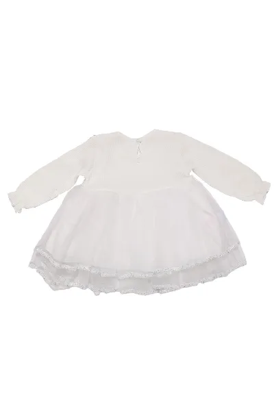 Kız Bebek Beyaz Tüllü Renkli Çiçekli Elbise