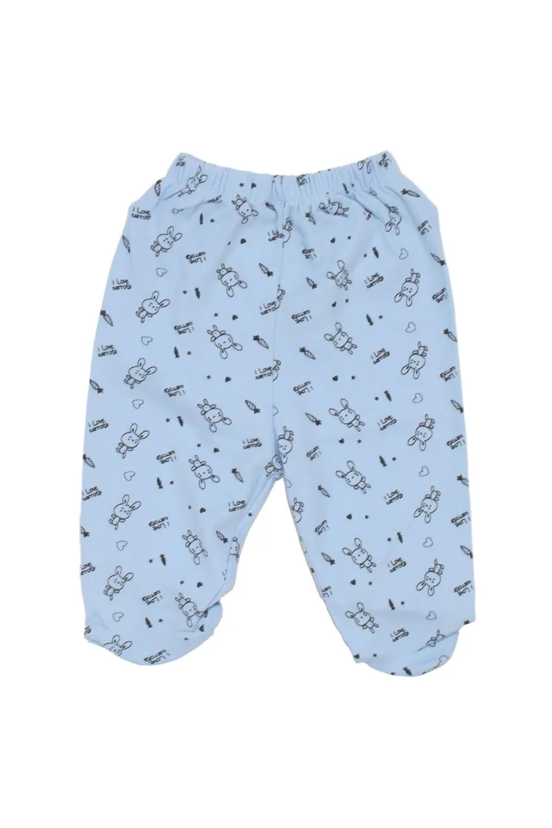 Unisex Mavi Tavşan Desenli Patikli Tek Alt