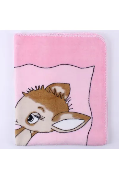 Pembe Ceylanlı Desenli Polar Battaniye