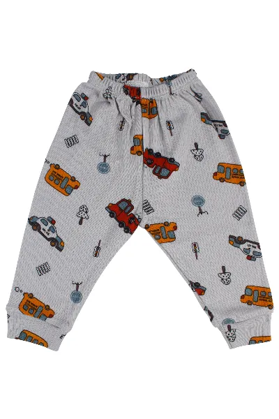 Erkek Bebek Gri Araba Baskılı 2'li Pijama Takımı