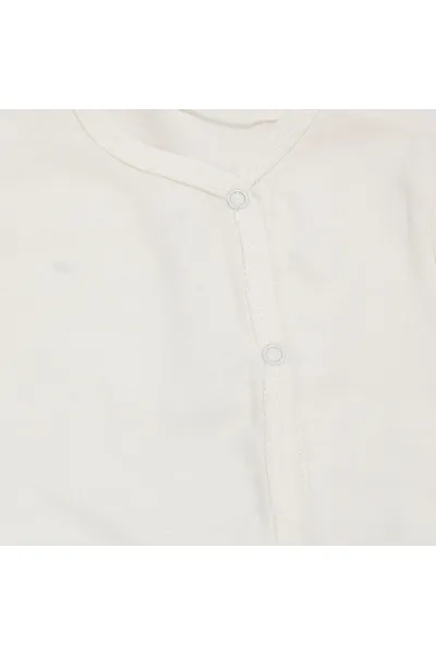Unisex Ekru Yandan Çıtçıtlı Patikli Pamuklu Tulum 3-6 Ay