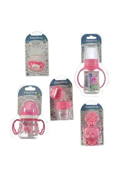 Babytime 5 li Hediyelik Yenidoğan Biberon Seti - Pembe