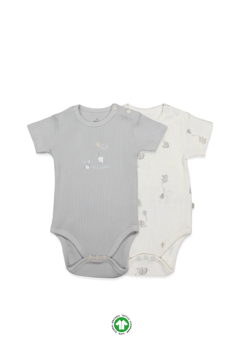 Bistyle Flying Elephant Yarım Kol 2'Li Body 17116 Ekru Gri