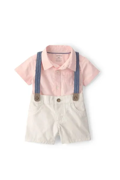 Carters Erkek Bebek Body Şort Set 1U634810 Pembe