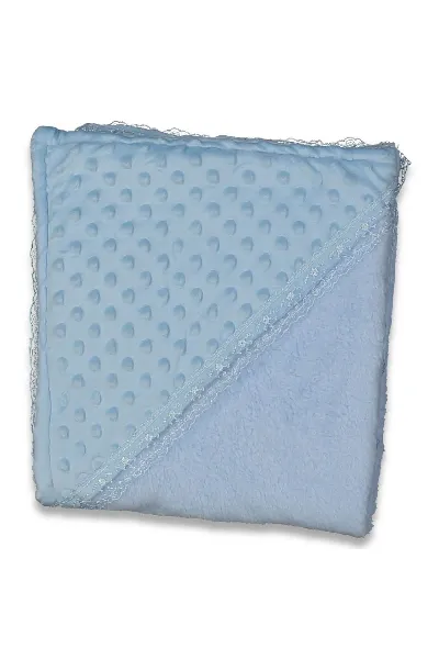 Unisex Bebek Mavi Polarlı Nohut Battaniye 80x90