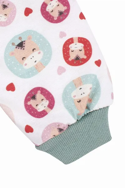 Unisex Yeşil Biyeli Zürafa Desenli Uyku Tulumu