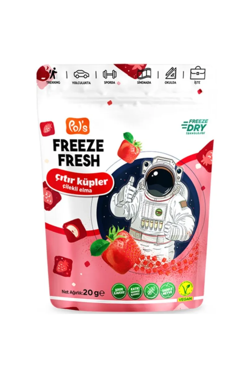 Pol’s Freeze Fresh Çıtır Küpler Çilek Elma 20 Gr